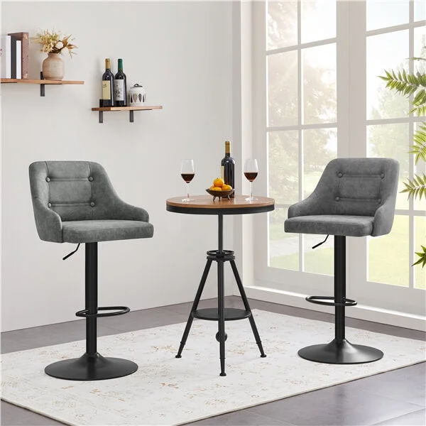 Yaheetech Bar Stools Set of 4 Height Adjustable Swivel Bar Stools